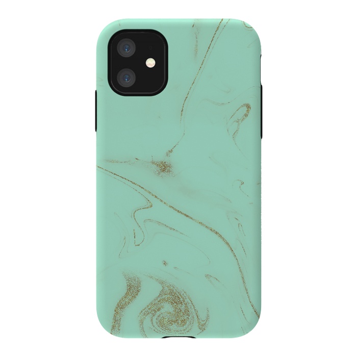 iPhone 11 StrongFit Elegant gold and mint marble image by InovArts