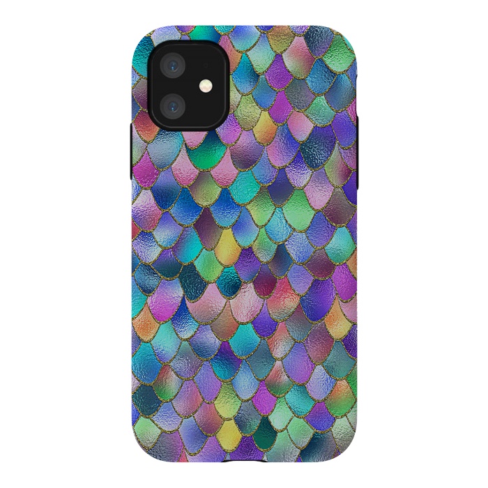 iPhone 11 StrongFit Colorful Carnival Wonky Metal Mermaid Scales by  Utart
