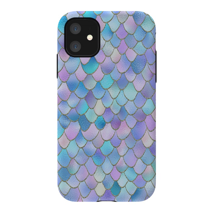 iPhone 11 StrongFit Lavender Wonky Metal Mermaid Scales by  Utart