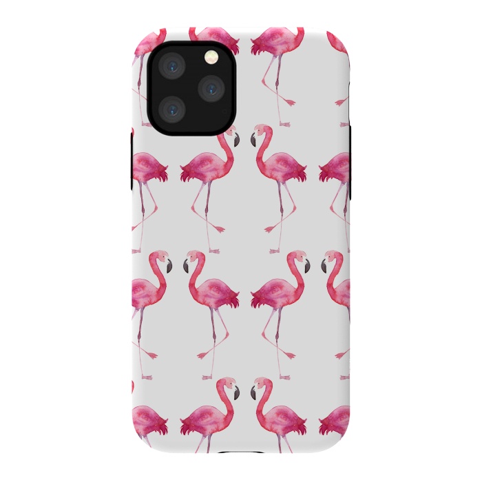 iPhone 11 Pro StrongFit Pink Watercolor Flamingo Print by Becky Starsmore