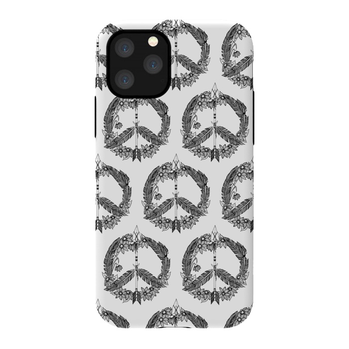 iPhone 11 Pro StrongFit Bohemian Peace Sign Print by Becky Starsmore