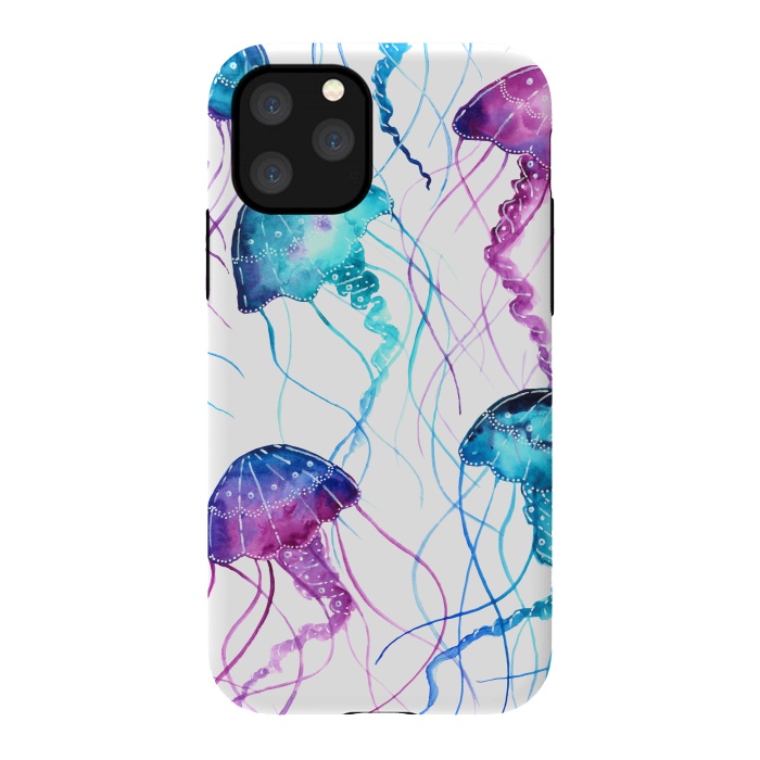 iPhone 11 Pro StrongFit Watercolor Jellyfish Print by Becky Starsmore