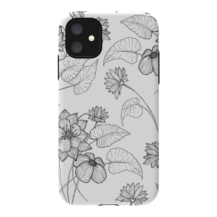 iPhone 11 StrongFit Monochrome Sketchbook Floral by Becky Starsmore
