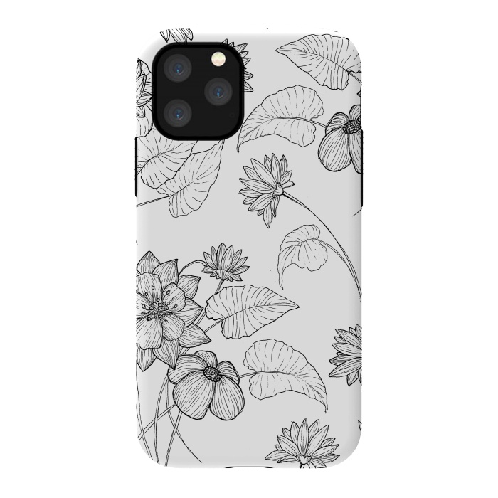 iPhone 11 Pro StrongFit Monochrome Sketchbook Floral by Becky Starsmore
