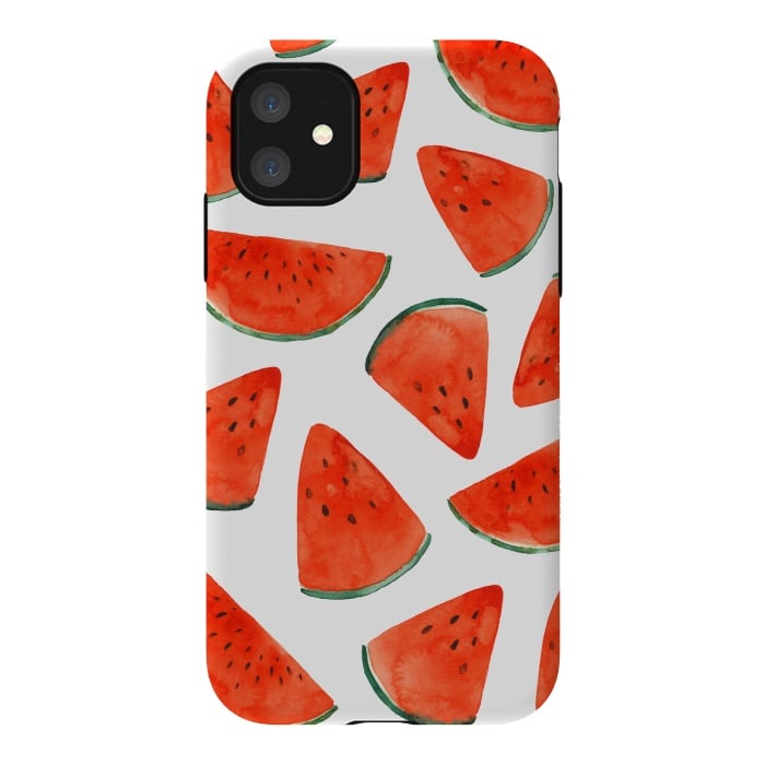 iPhone 11 StrongFit Fruity Summer Watermelon Print by Becky Starsmore