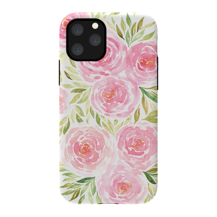 iPhone 11 Pro StrongFit Pastel Pink Peony Floral Print by Becky Starsmore