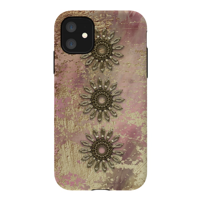 iPhone 11 StrongFit Golden Embellishments On Pink And Gold by Andrea Haase