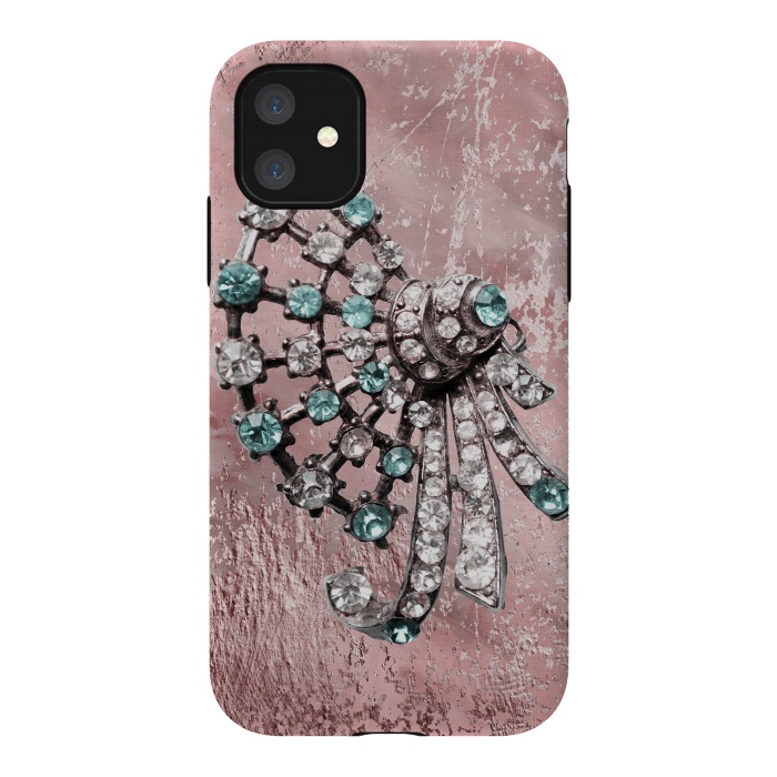 iPhone 11 StrongFit Rhinestone Embellishment Pink And Teal by Andrea Haase