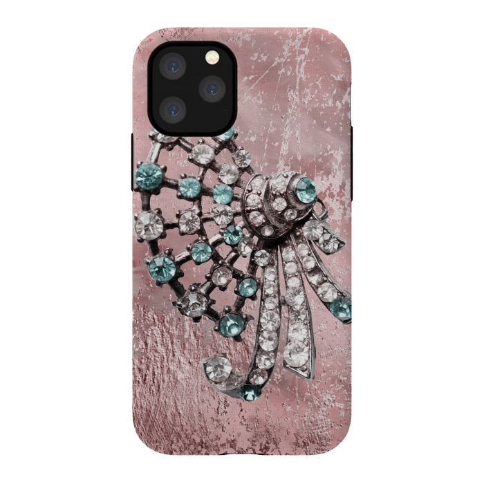 iPhone 11 Pro StrongFit Rhinestone Embellishment Pink And Teal by Andrea Haase