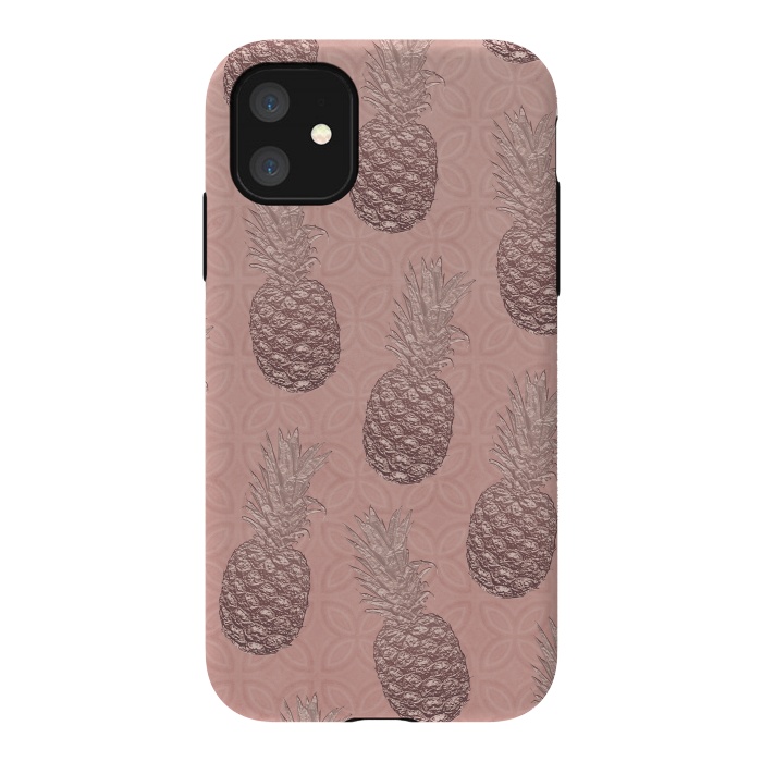iPhone 11 StrongFit Shiny Pink Pineapple by Andrea Haase