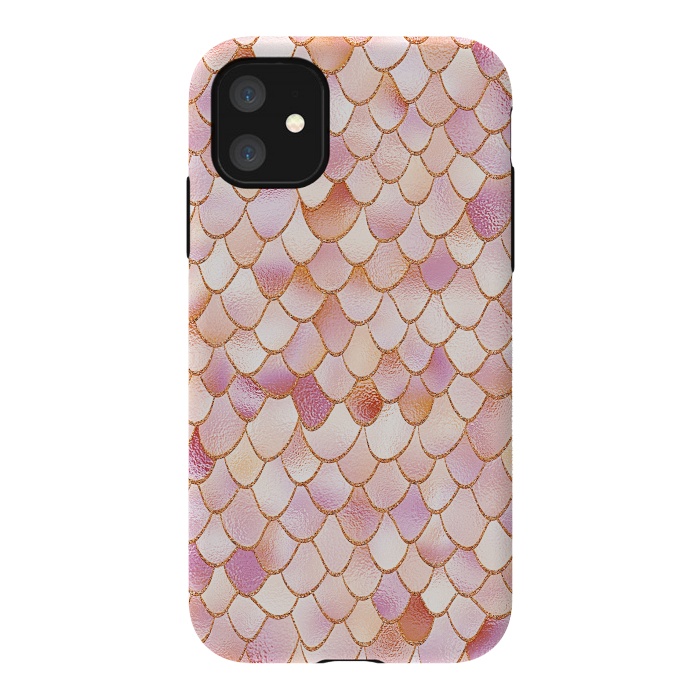 iPhone 11 StrongFit Wonky Rose Gold Mermaid Scales by  Utart