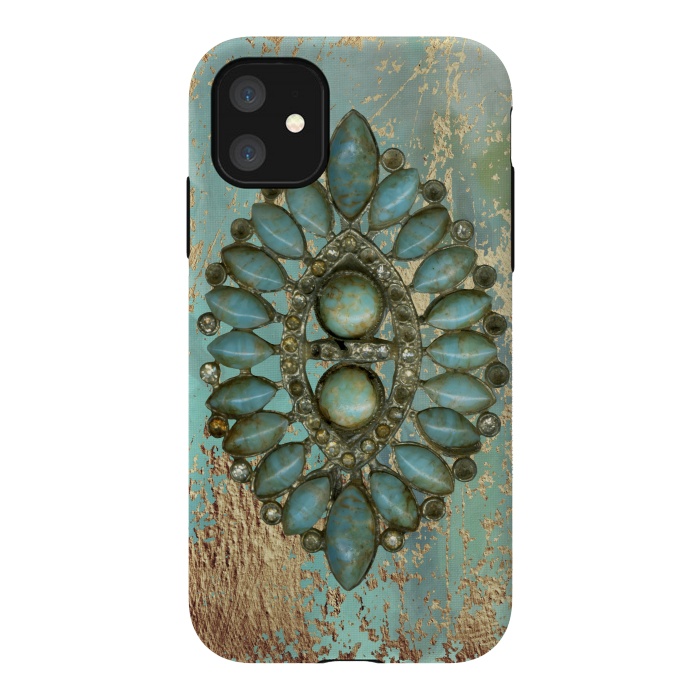 iPhone 11 StrongFit Turquoise Embellishment by Andrea Haase