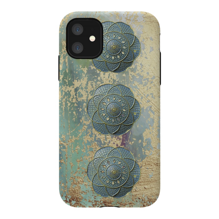 iPhone 11 StrongFit Precious Embellishment On Gold And Teal by Andrea Haase