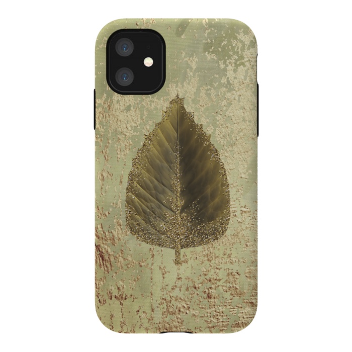iPhone 11 StrongFit Golden Leaf And Sparkle by Andrea Haase