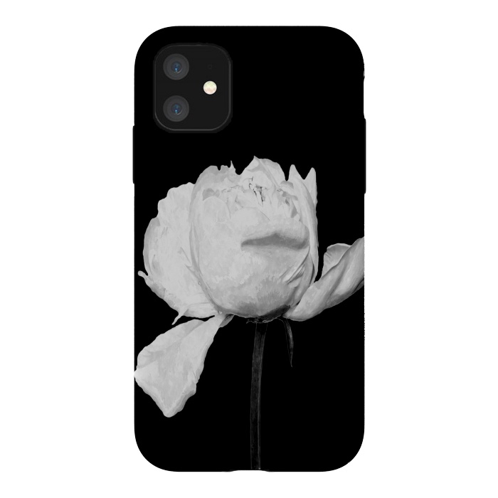 iPhone 11 StrongFit White Peony Black Background by Alemi