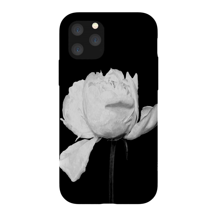 iPhone 11 Pro StrongFit White Peony Black Background by Alemi
