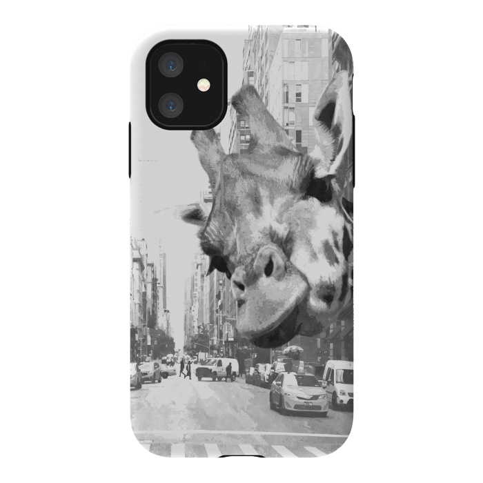 iPhone 11 StrongFit Black and White Selfie Giraffe in NYC by Alemi
