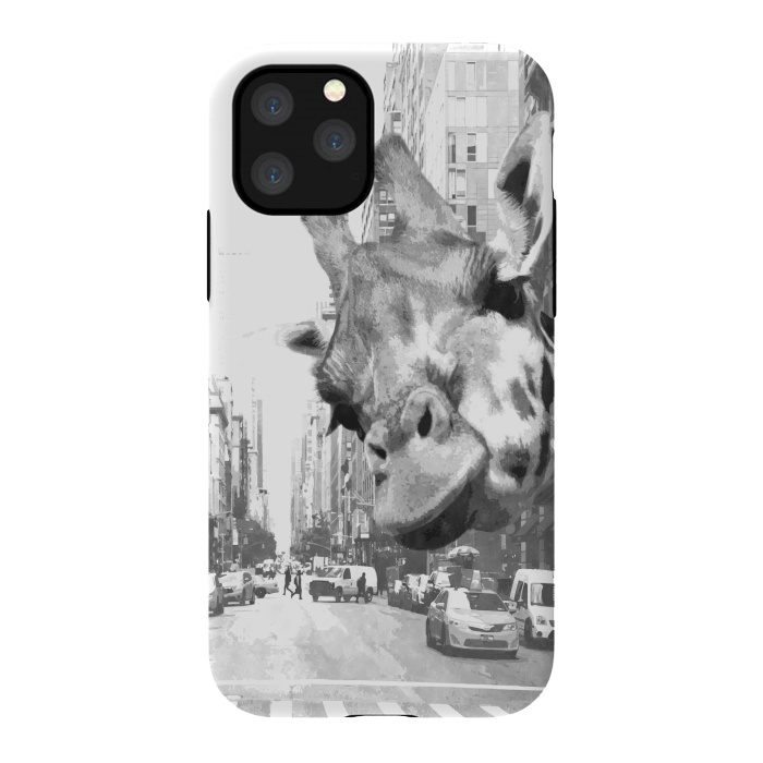 iPhone 11 Pro StrongFit Black and White Selfie Giraffe in NYC by Alemi