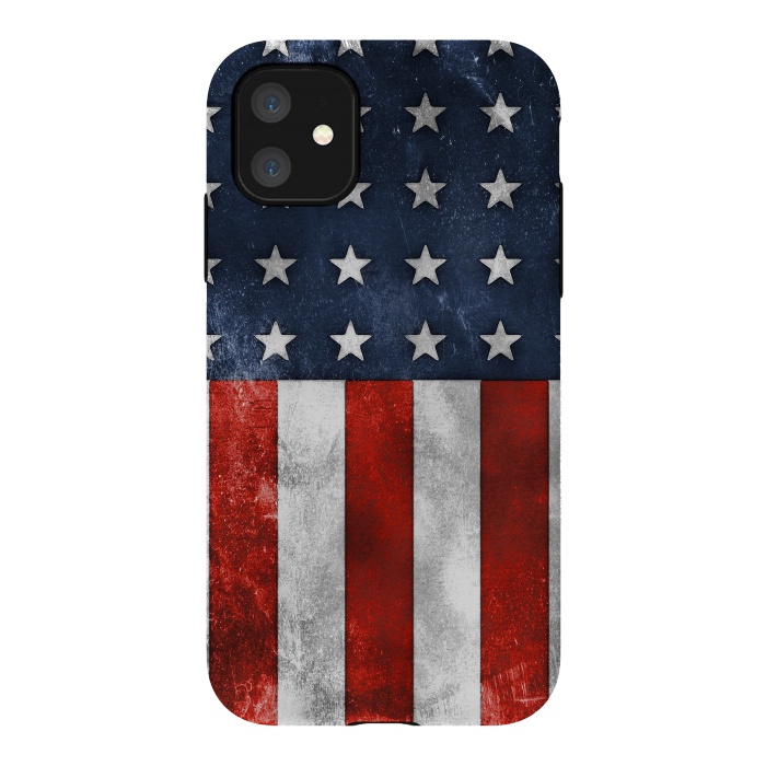 iPhone 11 StrongFit Grunge Style American Flag by Andrea Haase