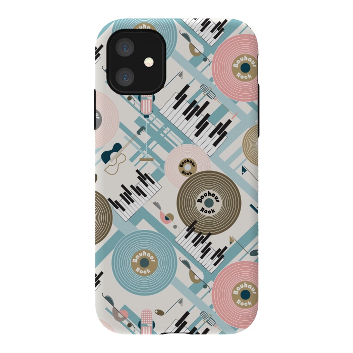 iPhone 11 StrongFit Bauhaus Rock - Pink and Blue by Paula Ohreen