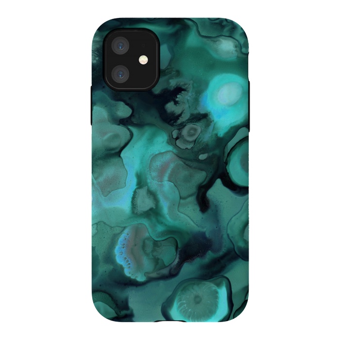 iPhone 11 StrongFit Ebb and Flow in Emerald by Micklyn Le Feuvre