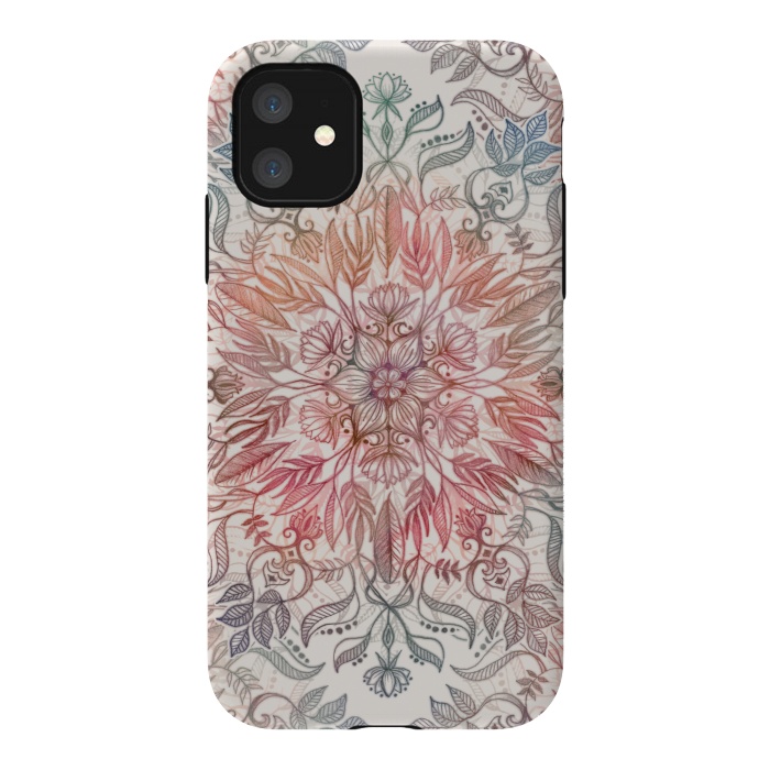iPhone 11 StrongFit Autumn Spice Mandala in Coral and Cream by Micklyn Le Feuvre