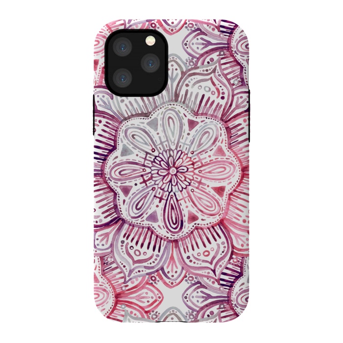iPhone 11 Pro StrongFit Burgundy Blush Watercolor Mandala by Micklyn Le Feuvre
