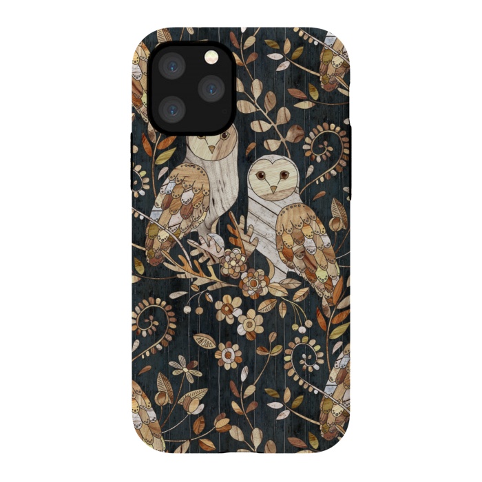 iPhone 11 Pro StrongFit Wooden Wonderland Barn Owl Collage by Micklyn Le Feuvre
