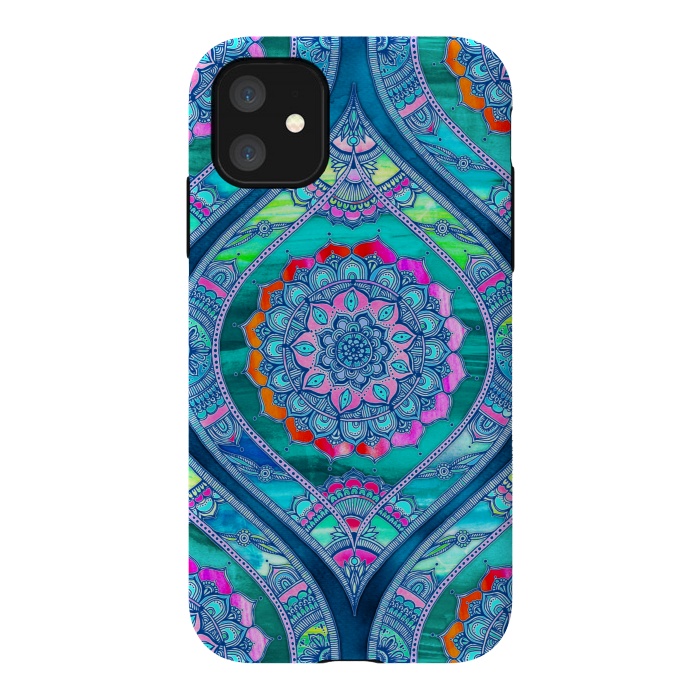iPhone 11 StrongFit Radiant Boho Color Play Mandala by Micklyn Le Feuvre