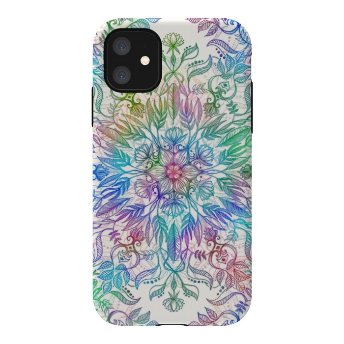iPhone 11 StrongFit Nature Mandala in Rainbow Hues by Micklyn Le Feuvre