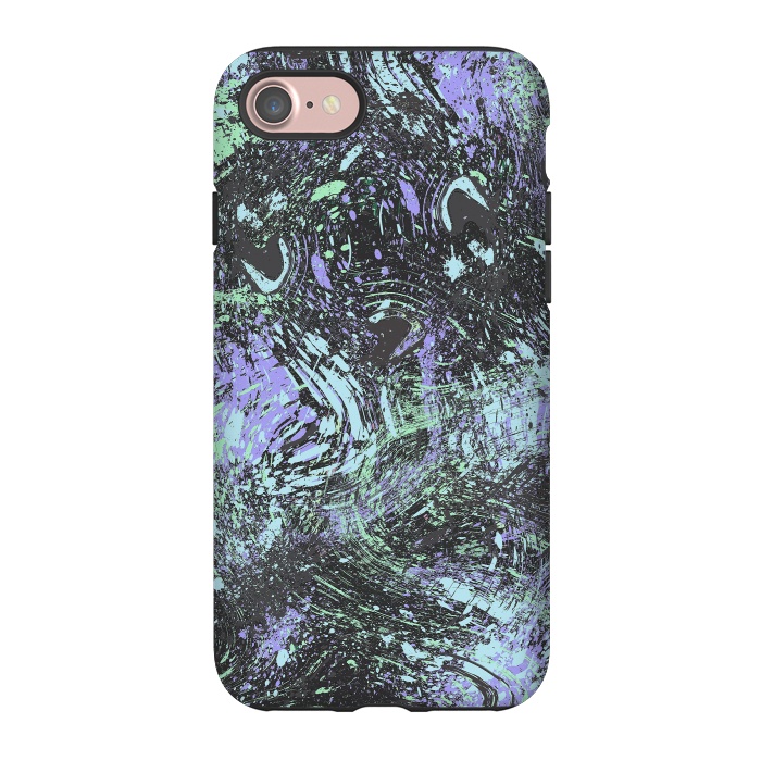 iPhone 7 StrongFit Dripping Splatter Purple Turquoise by Ninola Design