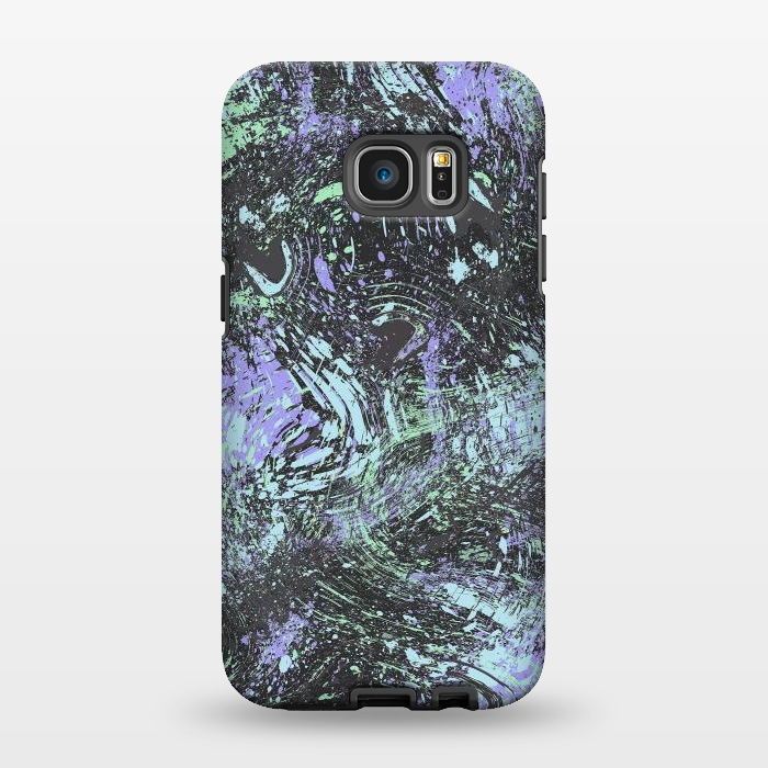 Galaxy S7 EDGE StrongFit Dripping Splatter Purple Turquoise by Ninola Design