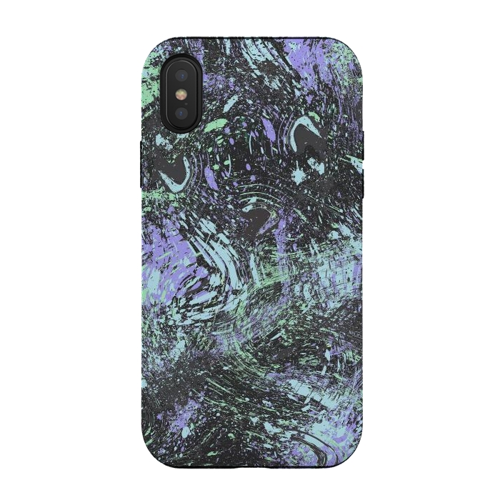 iPhone Xs / X StrongFit Dripping Splatter Purple Turquoise by Ninola Design