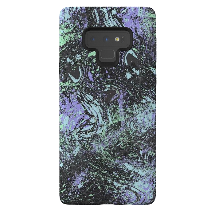 Galaxy Note 9 StrongFit Dripping Splatter Purple Turquoise by Ninola Design