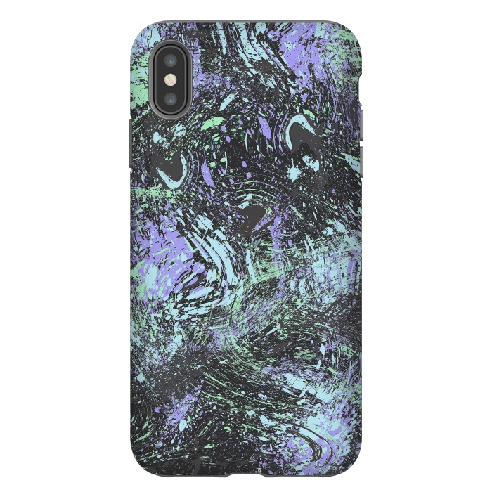 iPhone Xs Max StrongFit Dripping Splatter Purple Turquoise by Ninola Design