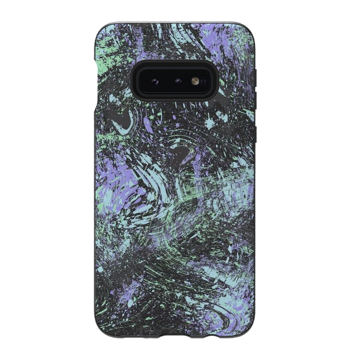 Galaxy S10e StrongFit Dripping Splatter Purple Turquoise by Ninola Design