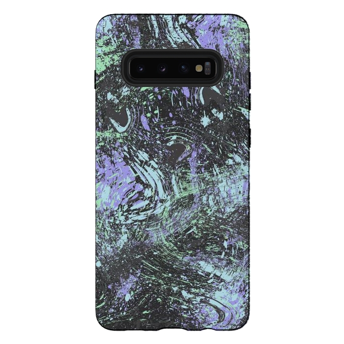 Galaxy S10 plus StrongFit Dripping Splatter Purple Turquoise by Ninola Design