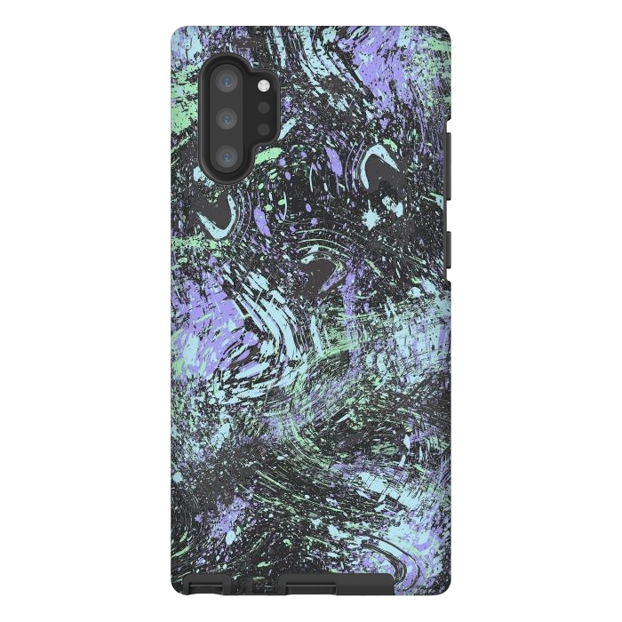 Galaxy Note 10 plus StrongFit Dripping Splatter Purple Turquoise by Ninola Design