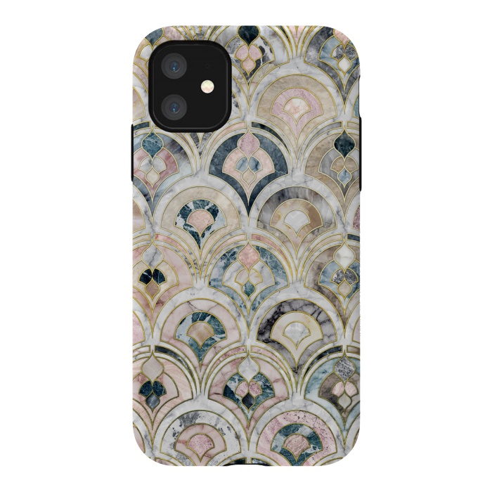 iPhone 11 StrongFit Art Deco Marble Tiles in Soft Pastels by Micklyn Le Feuvre