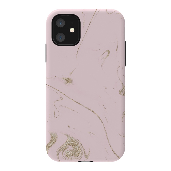 iPhone 11 StrongFit Luxe gold and blush marble image by InovArts