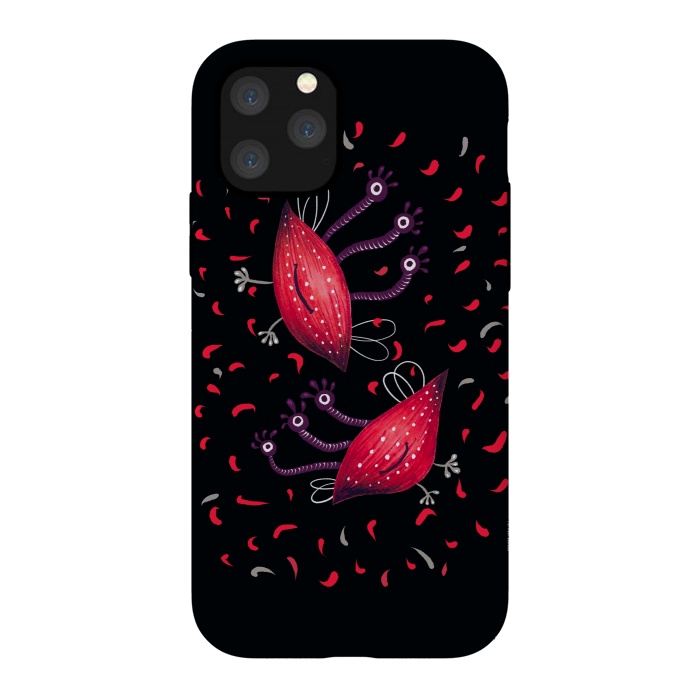 iPhone 11 Pro StrongFit Cute Funny Red Three Eyed Cartoon Aliens by Boriana Giormova