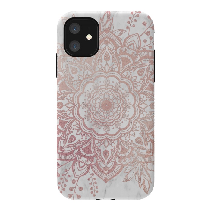 iPhone 11 StrongFit Queen Starring of Mandala-White Marble by ''CVogiatzi.