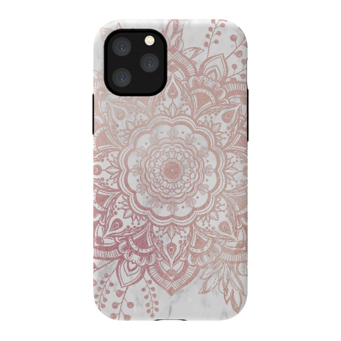 iPhone 11 Pro StrongFit Queen Starring of Mandala-White Marble by ''CVogiatzi.
