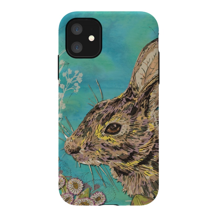 iPhone 11 StrongFit Rabbit and Daisies by Lotti Brown