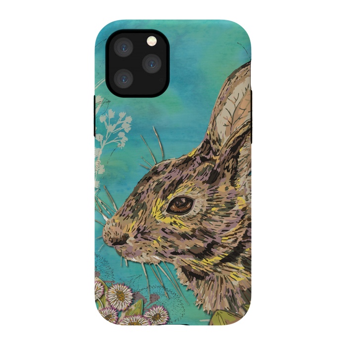 iPhone 11 Pro StrongFit Rabbit and Daisies by Lotti Brown