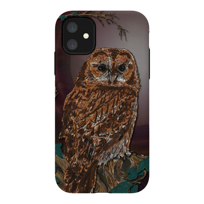 iPhone 11 StrongFit Tawny Owl - Mistress of the Night by Lotti Brown