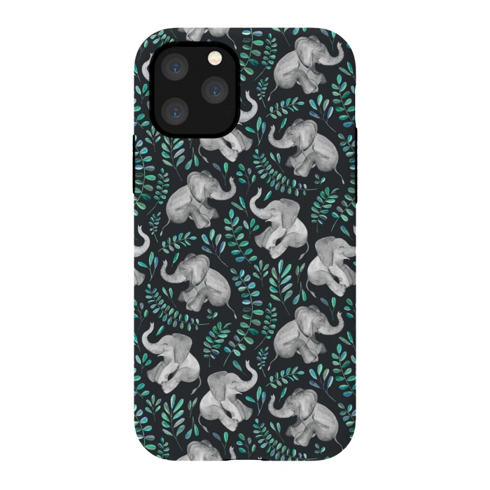 iPhone 11 Pro StrongFit Laughing Baby Elephants by Micklyn Le Feuvre
