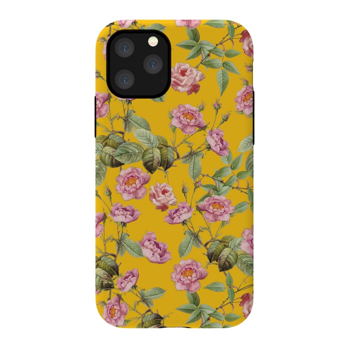 iPhone 11 Pro StrongFit Pink Roses on Yellow by  Utart