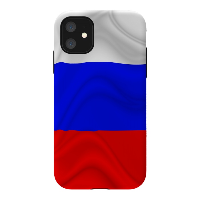 iPhone 11 StrongFit Russia Waving Flag Digital Silk Satin Fabric by BluedarkArt