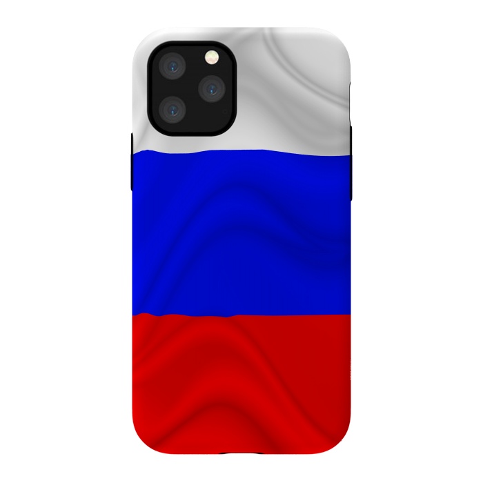 iPhone 11 Pro StrongFit Russia Waving Flag Digital Silk Satin Fabric by BluedarkArt